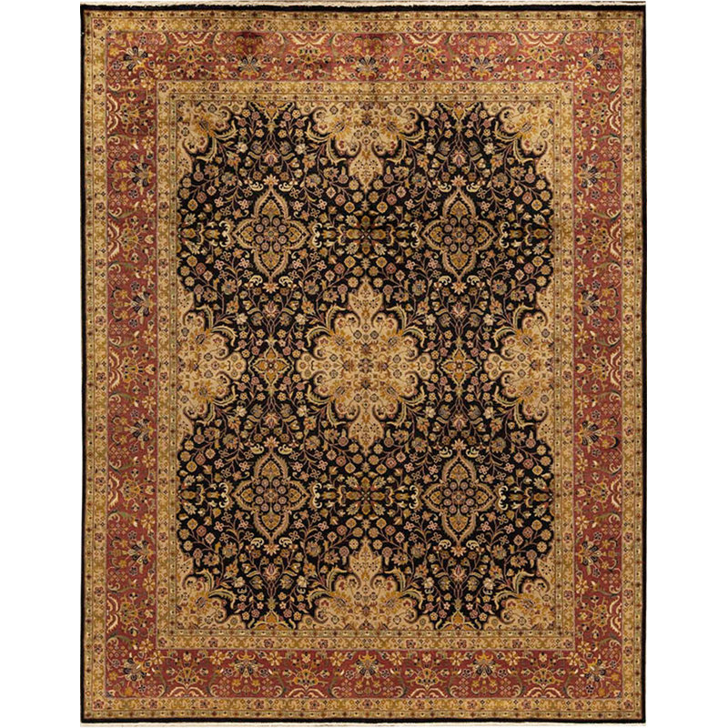 Floral Area Rug in Black/Rust