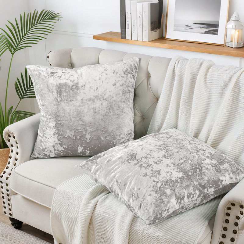 Housse de coussin en velours écrasé Euro, Argent argent