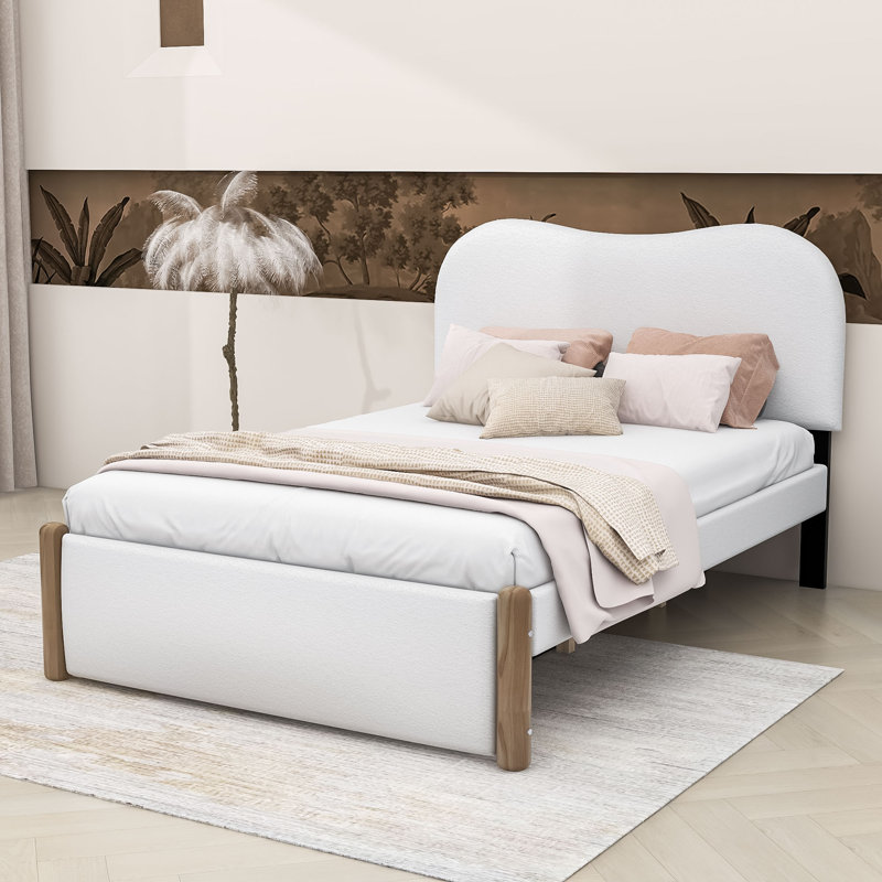 Lit plateforme tapissier Prindle, Double, Blanc