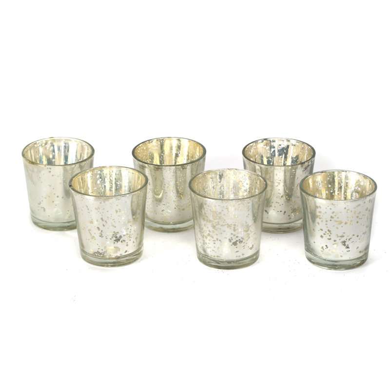 Porte-votive en verre, H 2,5 po x l 2,25 po x P 2,25 po, Argent