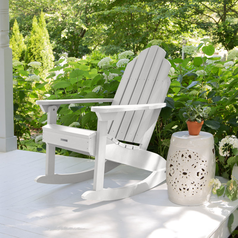 Chaise berçante d'extérieur en plastique Anette, Blanc
