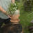 Foreside Home & Garden Splatter Planter, Saucer & Stand Black Metal & Tan Terracotta