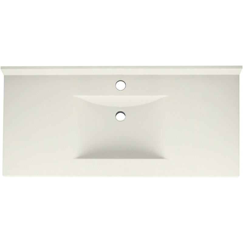 Plateau de meuble-lavabo simple 43 po Contour, Bisque