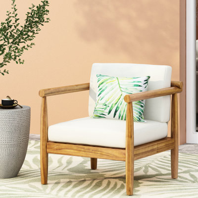 Wood Club Chair With Stylish Water- Cushions In Creamy Brown, 28"W X 26"H 29.24"D Fashionable Taupe +