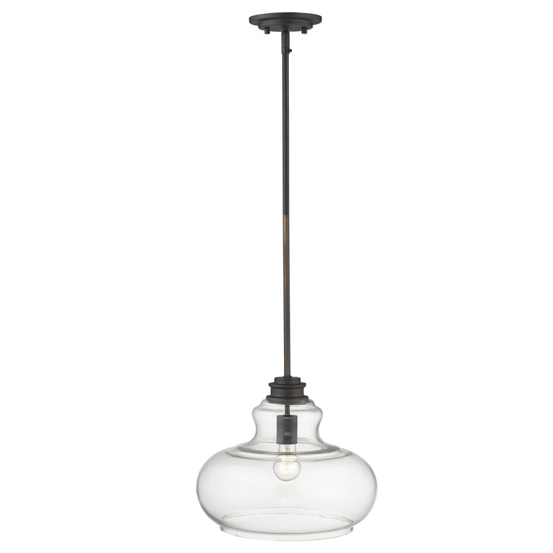 Luminaire suspendu simple à 1 lumière Perrysburg, Bronze frotté à l'huile