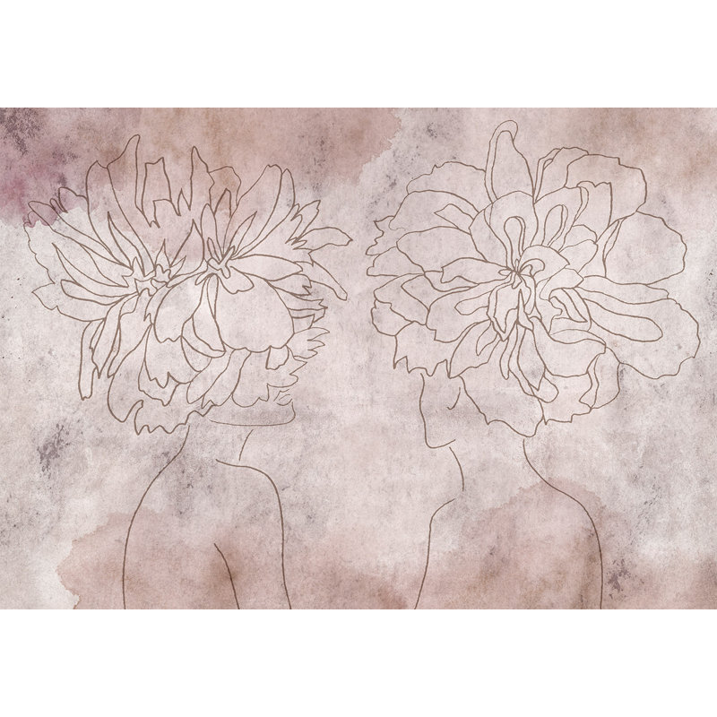 Murale abstraite pelez et collez - Fresque floristique, L 173 po x L 124 po