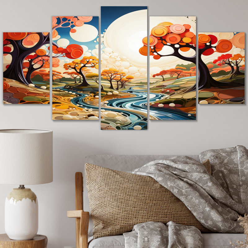 Biomorphism Forms I On Canvas 5 Pieces Print
