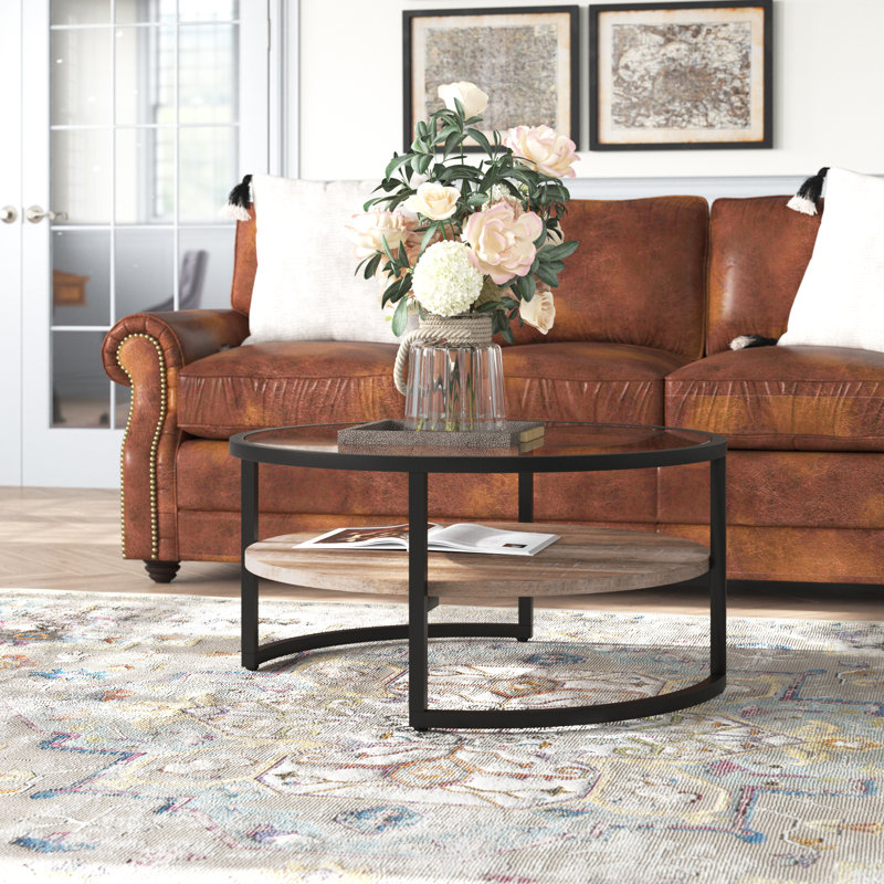 Winston Single Coffee Table, Blackened Bronze/Limed Oak