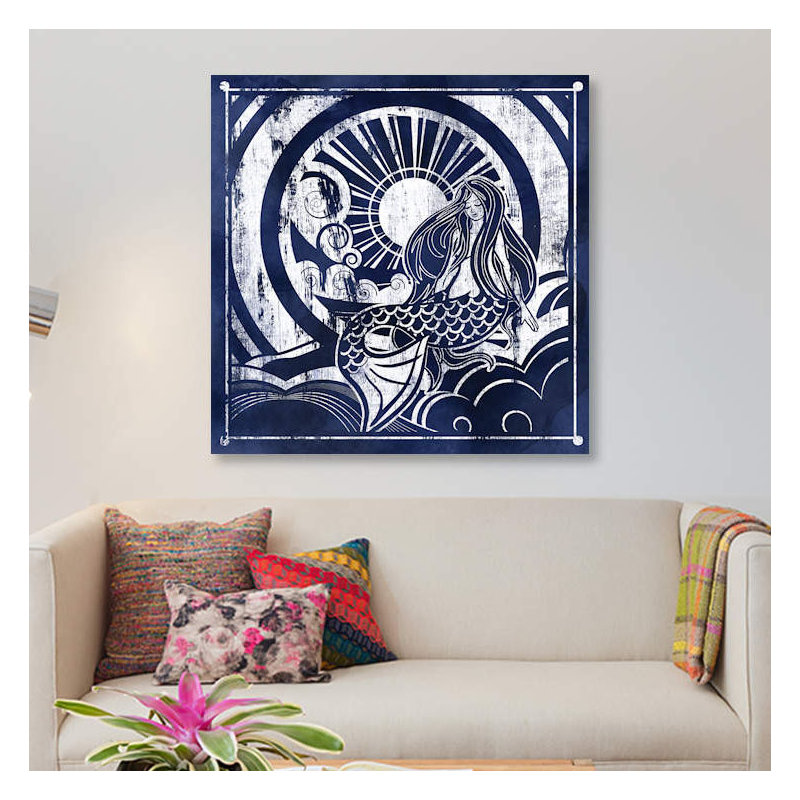 « ink dip sirène », impression sur toile, H 26 po x l 26 po x P 1,5 po