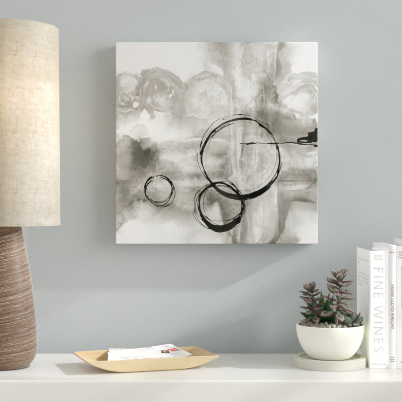 « full circle ii gray », reproduction de peinture à l’acrylique sur toile tendue, H 14 po x l 14 po x P 2 po
