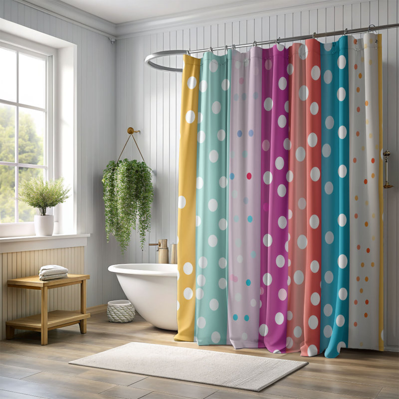 Dot Pattern - Premium Shower Curtain, 74"H x 71"W