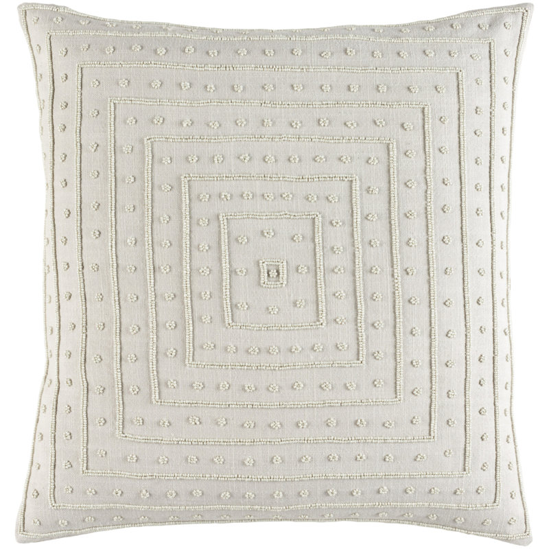 Donalsonville Cotton Gemetric Throw Pillow, 20" x 20", Light Gray, Pillow Cover Only