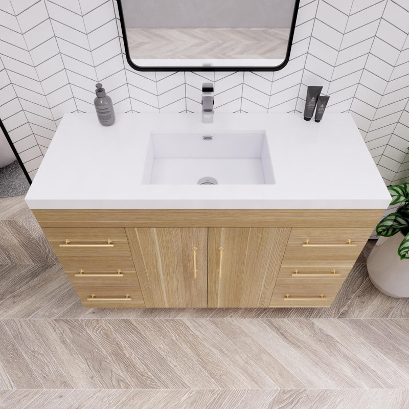 Ensemble de meuble-lavabo simple 48 po Maplesville, Chêne champagne