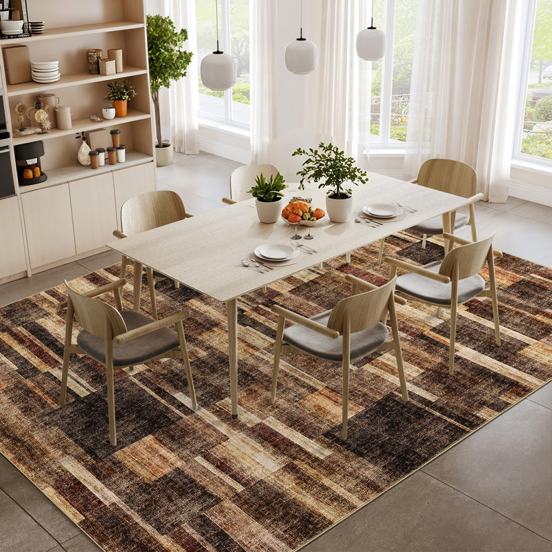 Geometric Area Rug Washable Non Slip Bedroom Rug Modern Rugs for Living Room Non Shedding Stain Resistant Carpet for Dining Room Office Classroom