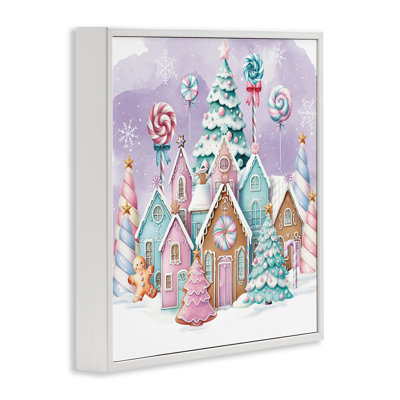 «Gingerbread Candy Town», estampe numérique encadrée par Nicole DeCamp