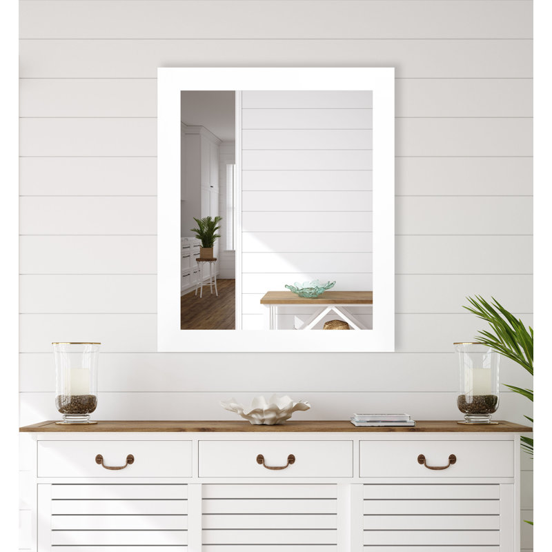 Miroir d'appoint mural Alacazar, 32,5 po x 26,5 po, Blanc