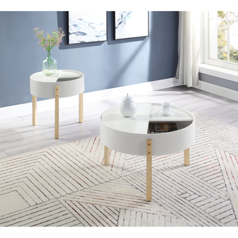 Bodfish White & Natural Round Coffee Table