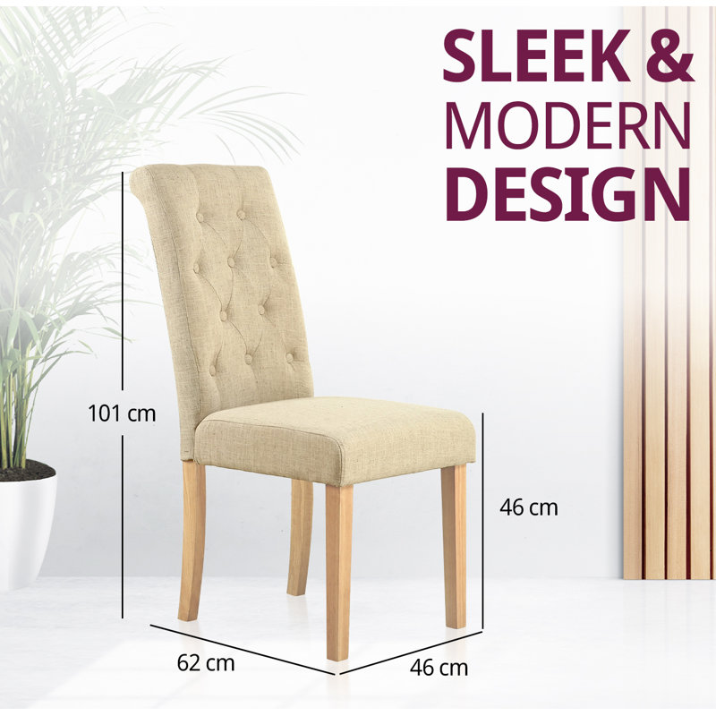 Plattekill 46cm H Tufted Linen Upholstered Upholstered Back Parsons Chair, Cream