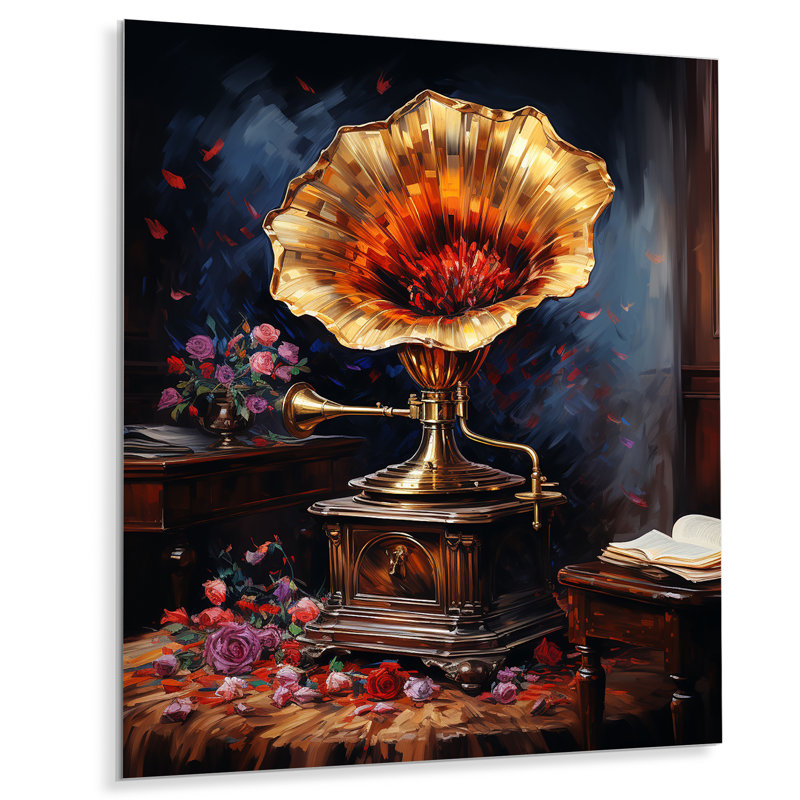 Gold Phonographs Elegance II - Phonographs, art mural en métal, H 20 po x l 12 po x P 1 po