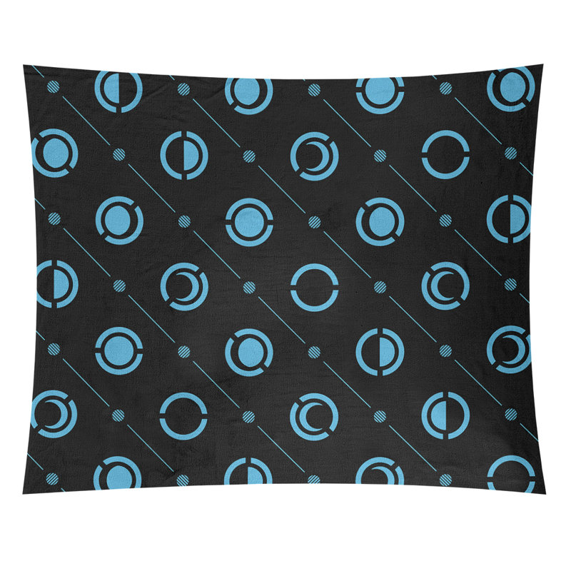 Tapisserie, H 27,5 po x l 37,5 po, Noir / bleu sarcelle