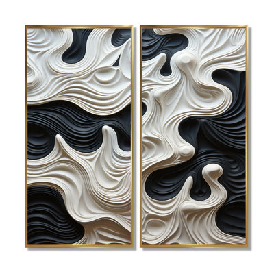 «Black White Opt Art Rhythmic Pulses - Op Art Wall Art», reproduction d'art sur toile abstraite noire 2 pièces