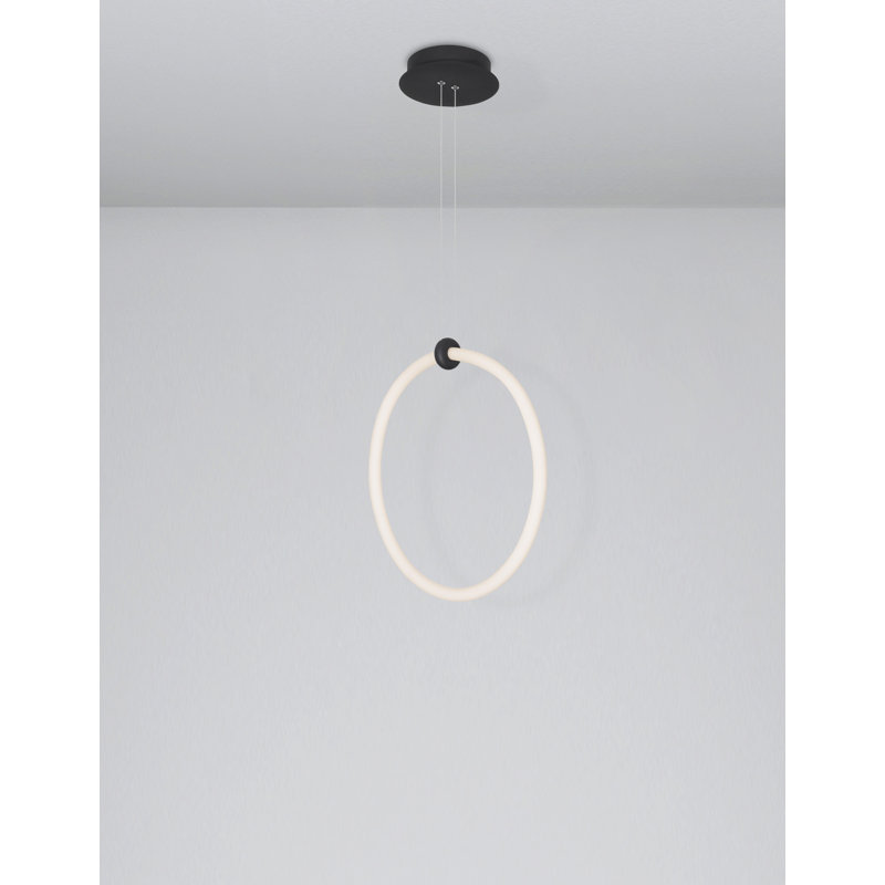 1 - Light Black LED Single Pendant, 120cm H x 38cm W x 19cm D