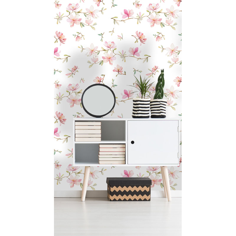 Malden Removable Soft Flowers 6.25' L x 25" W Peel and Stick Wallpaper Roll