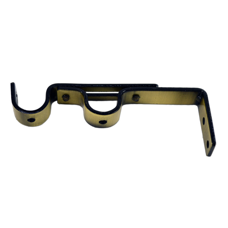 Support à rideaux double Allendale, H 5,5 po, Laiton antique / plaqué