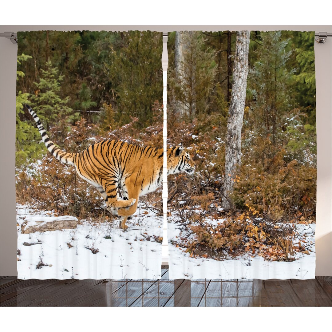 Rustikaler Vorhang, Bengal-Tiger-wildes Tier, Safari, Orange Grün