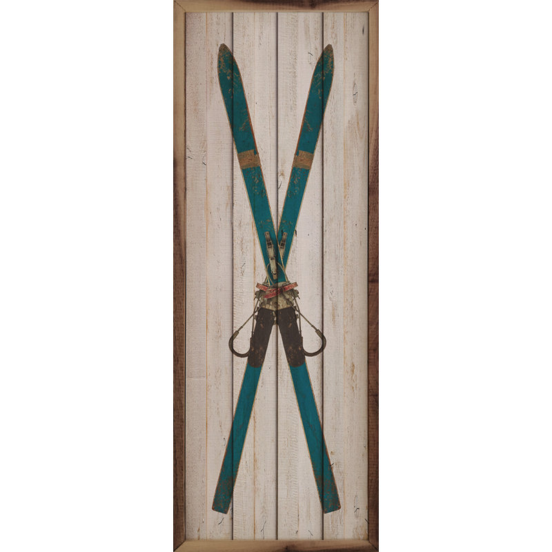 Skis croisés bleus blanchis, H 12 po x l 4 po