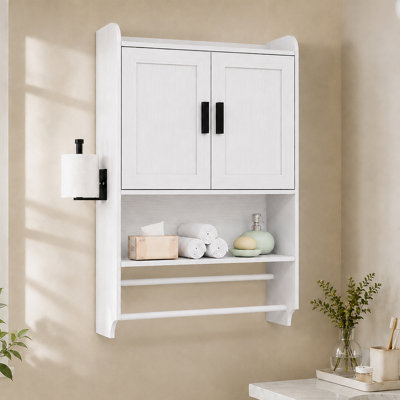 Armoire de salle de bain murale avec tablette réglable et barre à serviettes Tovaris
