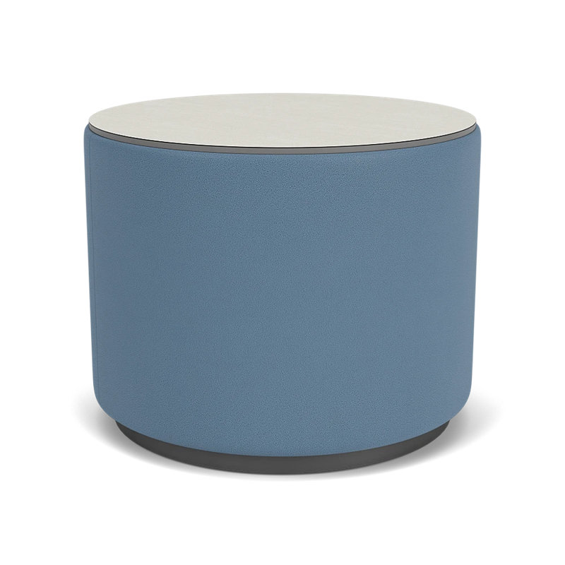 Table de réception avec plateau en stratifié Darsey, 16", Gris anthracite; portes ouvertes bleu carrière, Sergé blanc