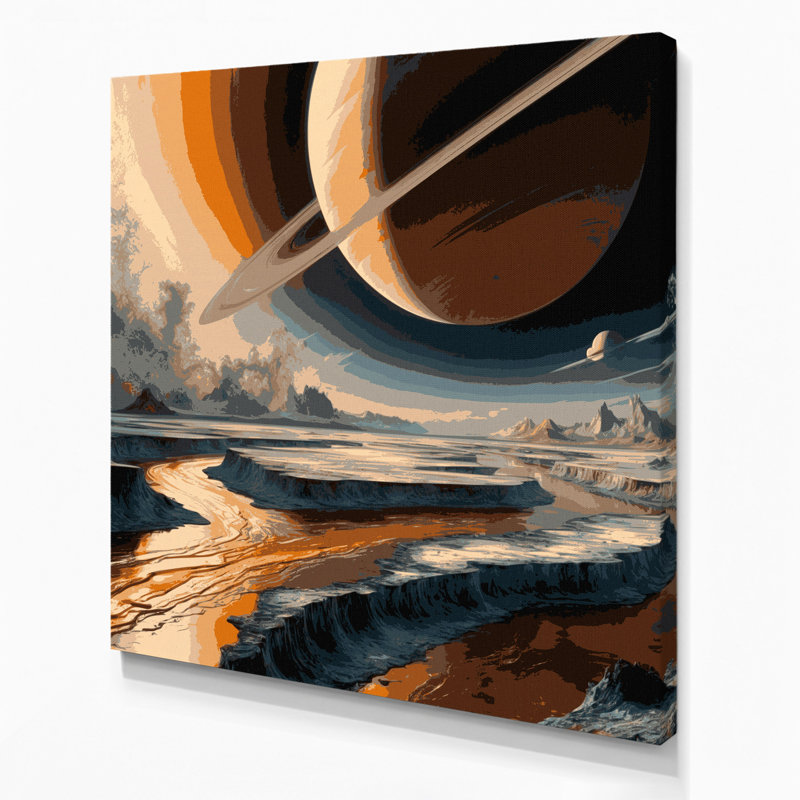 Art mural sur toile Space Saturns Moon Titan Gray, H 32 po x l 32 po