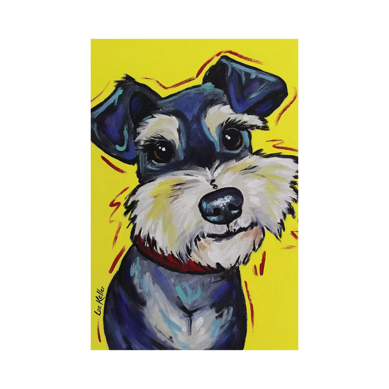 Schnauzer On Yellow - Mr Foozootie - Wrapped Canvas Painting, 20.32 cm H x 30.48 cm W