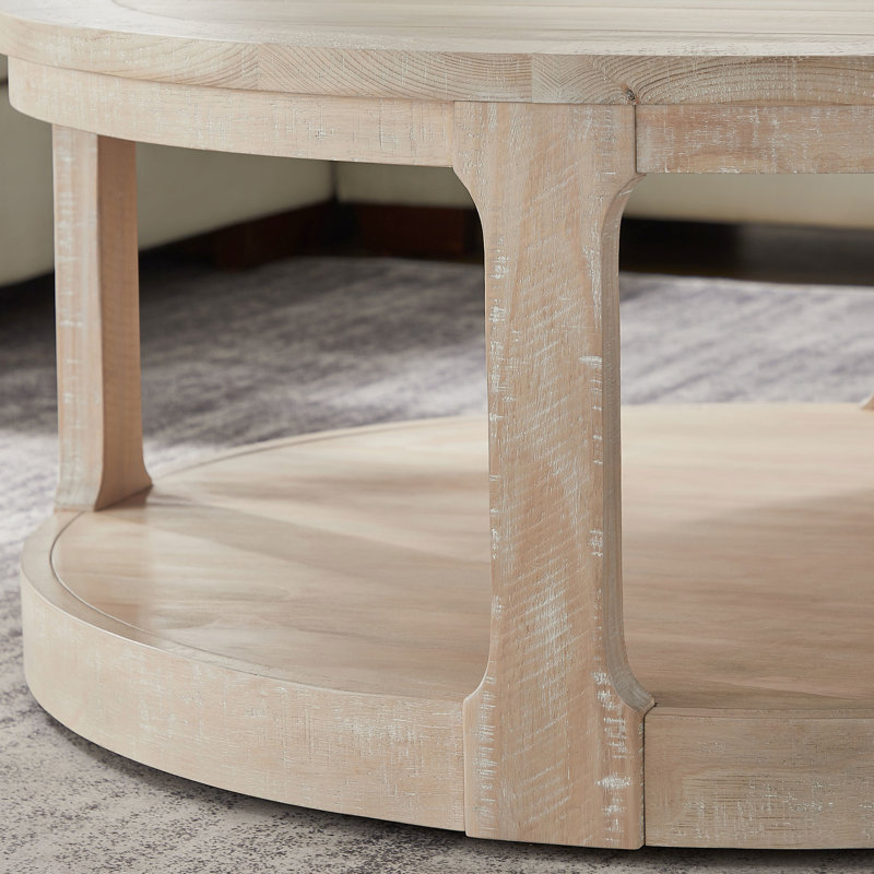 40Inch Large Curved 2 Tier Traditional Round Circle Wooden Center Coffee Table,Rounded Wooden Table With Wheels ,Table For Living Room,Office,Apartment