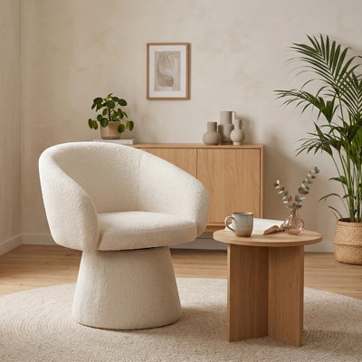 48cm H Boucle Upholstered Low Back Armchair