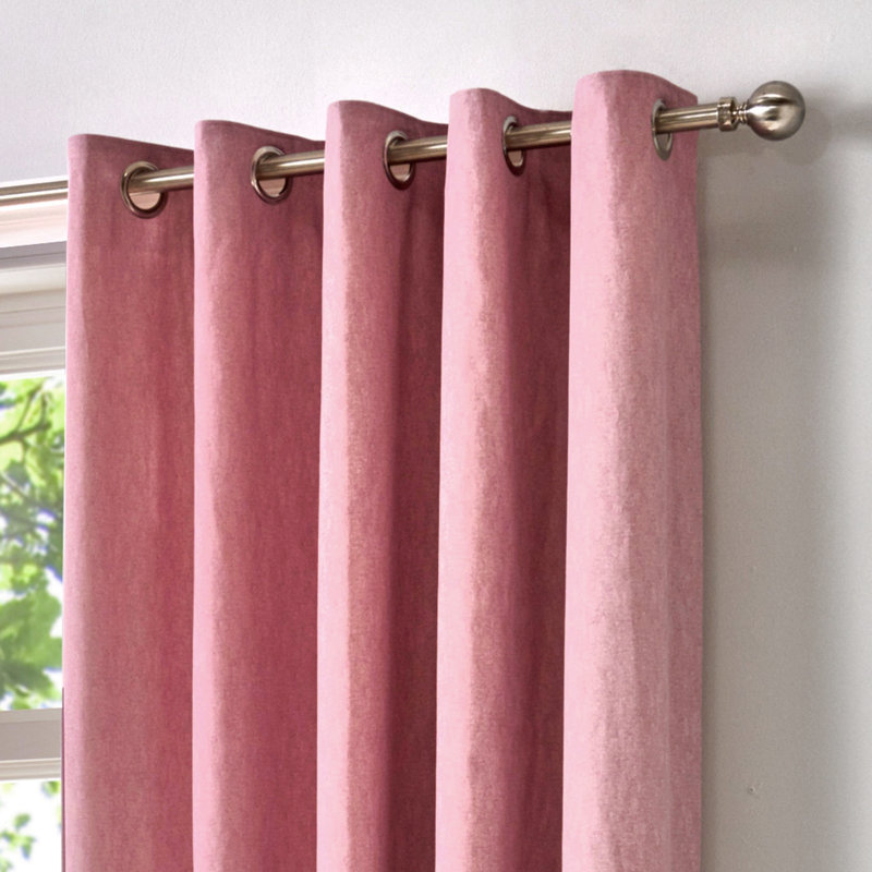 Cotton Blend Room Darkening Curtain Pair, Blush, Width 168 x Drop 183 cm