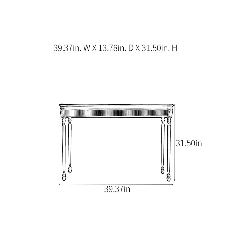 Console rétro sculptée, H 31,5 po x l 39,37 po x P 13,78 po