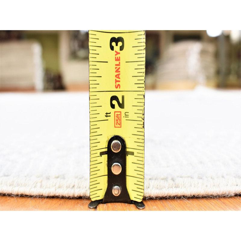 Tapis oriental rond 7 pi 9 po x 7 po 9 po ivoire en laine tissée à la main Gabbeh