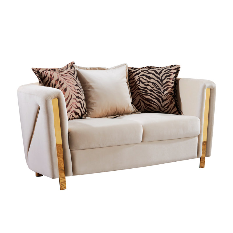 Causeuse Nahri beige, Velours beige