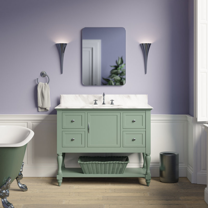 Ensemble de meuble-lavabo simple 42 po Hampton, Marbre de Carrare, Vert sauge