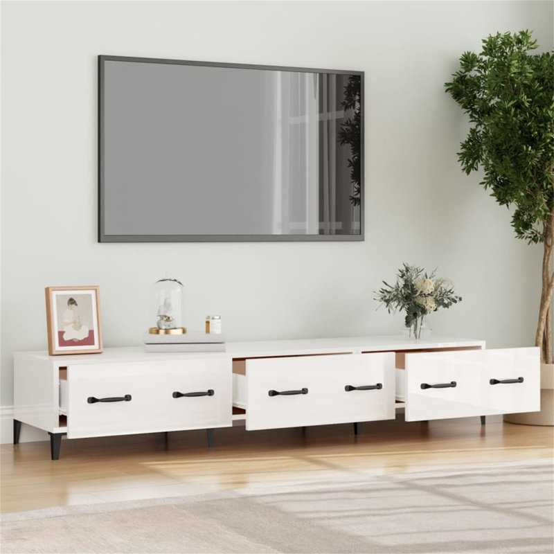 Jaleyza TV Cabinet 150x34,5x30 cm Engineered Wood, High Gloss White