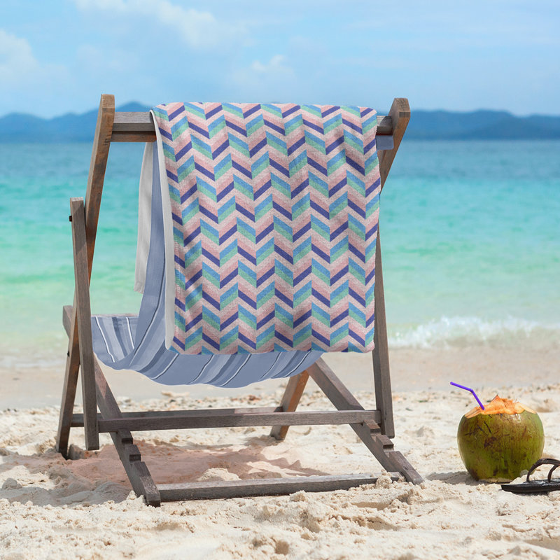 Katelyn Elizabeth Cotton Blend Beach Towel, Pink/Navy