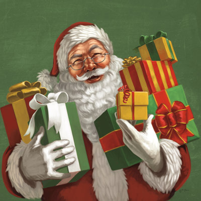 «Holiday Santa IV» par Janelle Penner - reproduction sur toile tendue