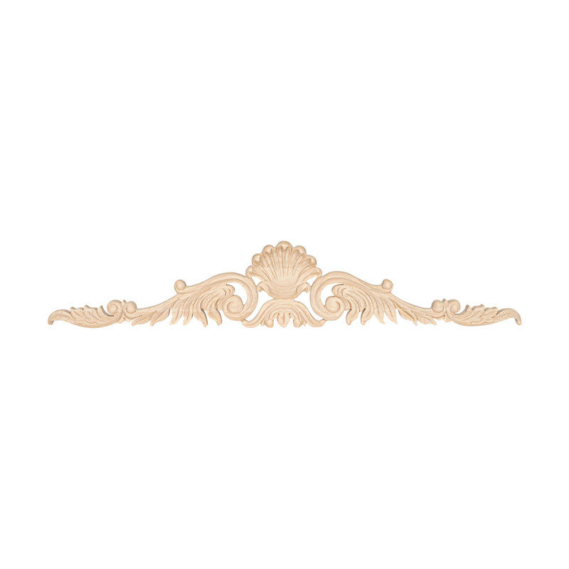Applique en bois d'acanthe non fini 3-3 / 8 po x 18 1/4 po x 1/2 po