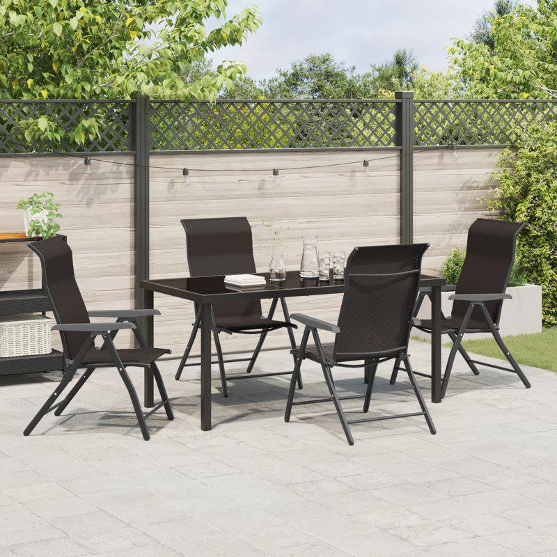 4 - Person Patio Dining Set with, Brown, 73cm H x 160cm W x 80cm D