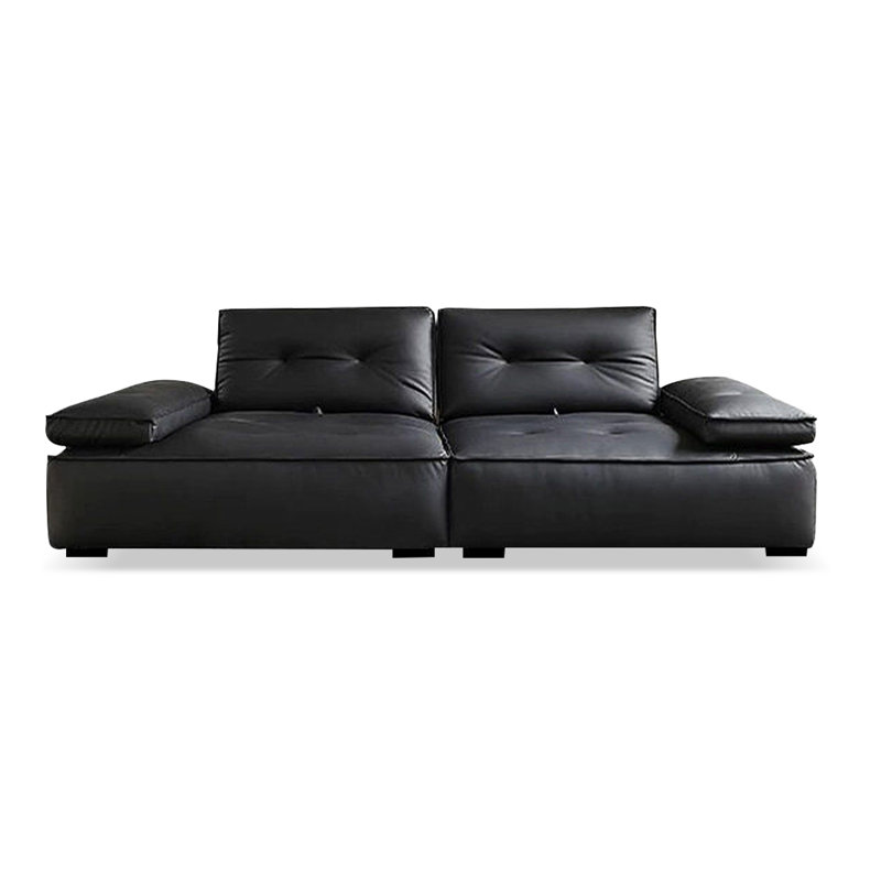 Canapé modulaire noir en cuir véritable, H 33,86 po x l 94,49 po x P 47,24 po