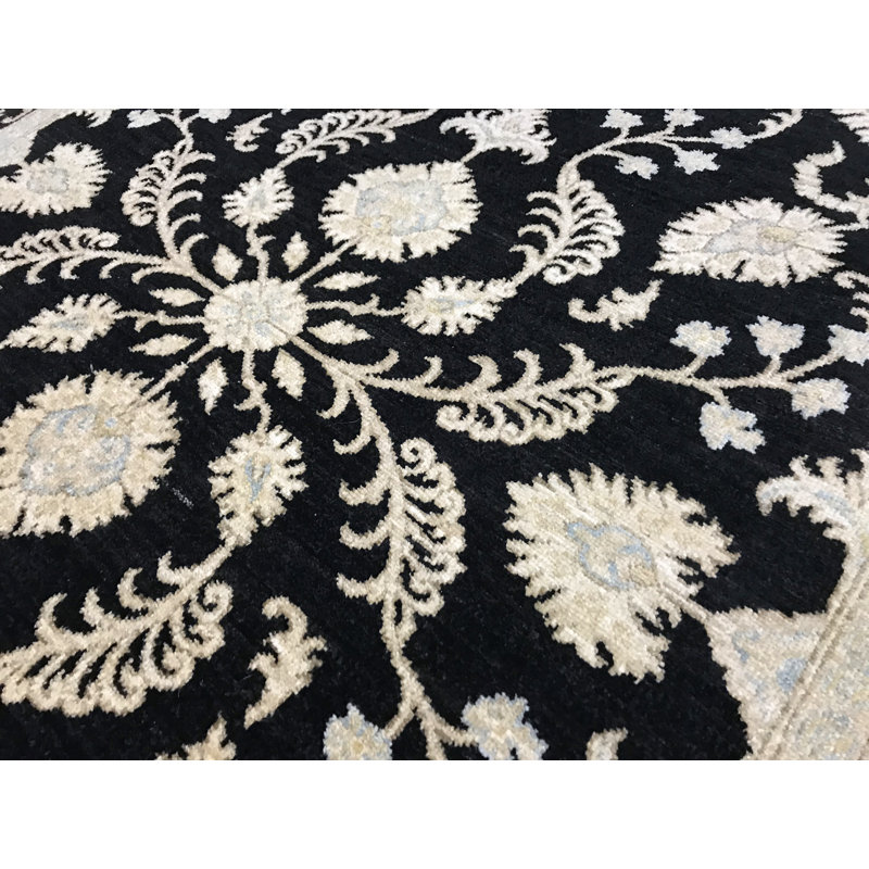Hand-Knotted High-Quality Black Area Rug