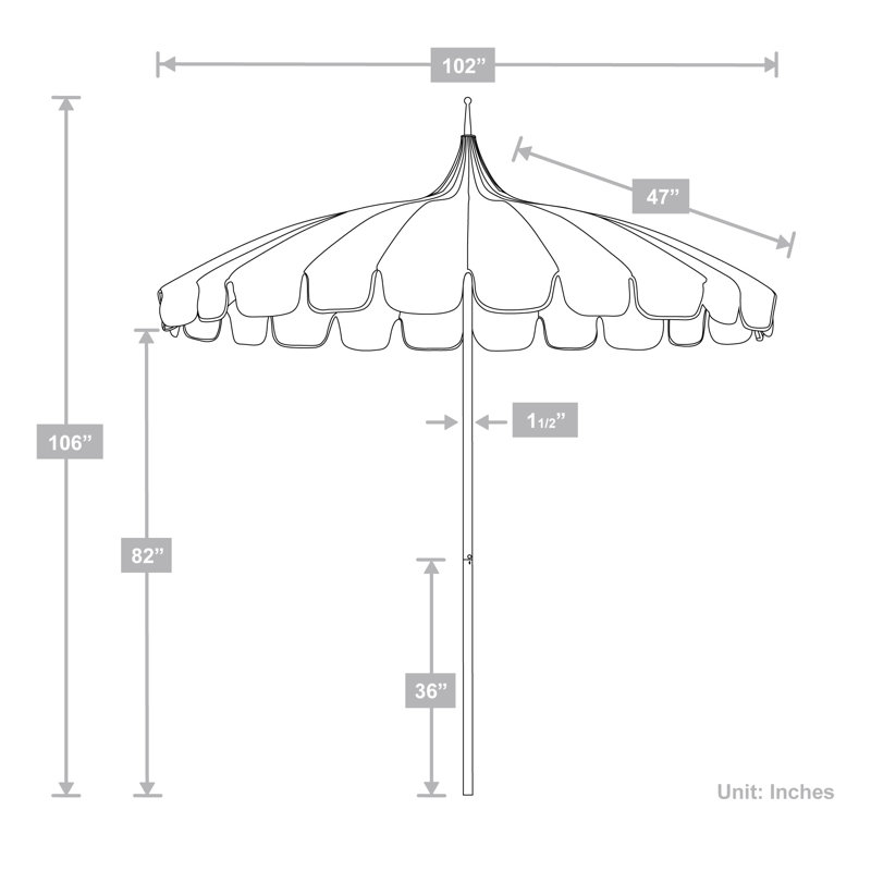 8.5' Two-Tone Canvas Pagoda Umbrella, Pacific Blue - Pacifica