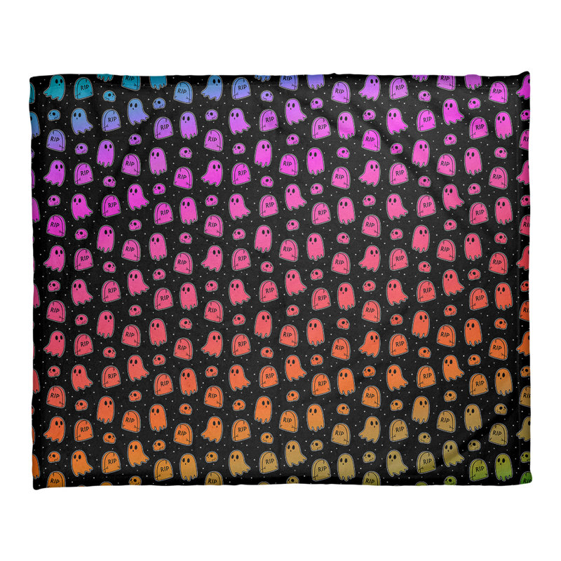 Couverture polaire Katelyn Elizabeth, l 52,5 po x L 62,5 po, Noir / orange / bleu sarcelle